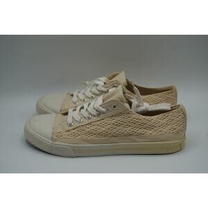 Airwalk Women's Legacee 9.5 Beige Canvas Lace White Rubber Toe Low Cut Sneakers
